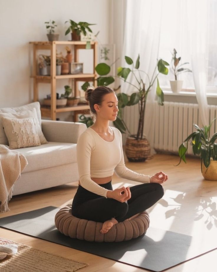 Tapetes de Yoga e Almofadas de Meditação para o Relaxamento Diário